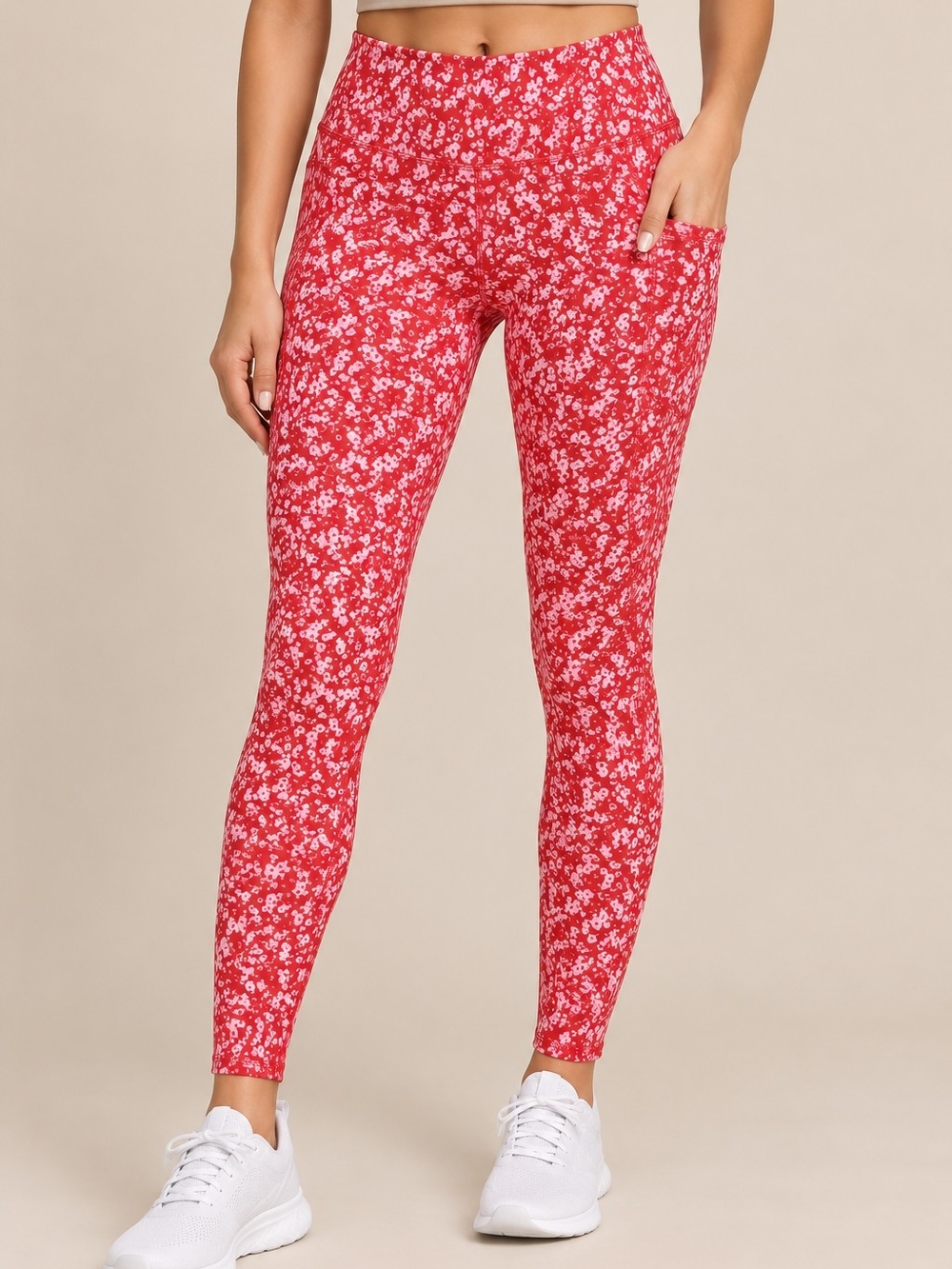 Athletic Works AW Core Legging Floral Leggings in Red & White Size XXL (18) NWT